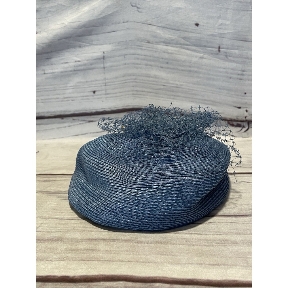 Hat Cloche One Size Blue Straw Special Occasion Womens Genuine Imported Swiss